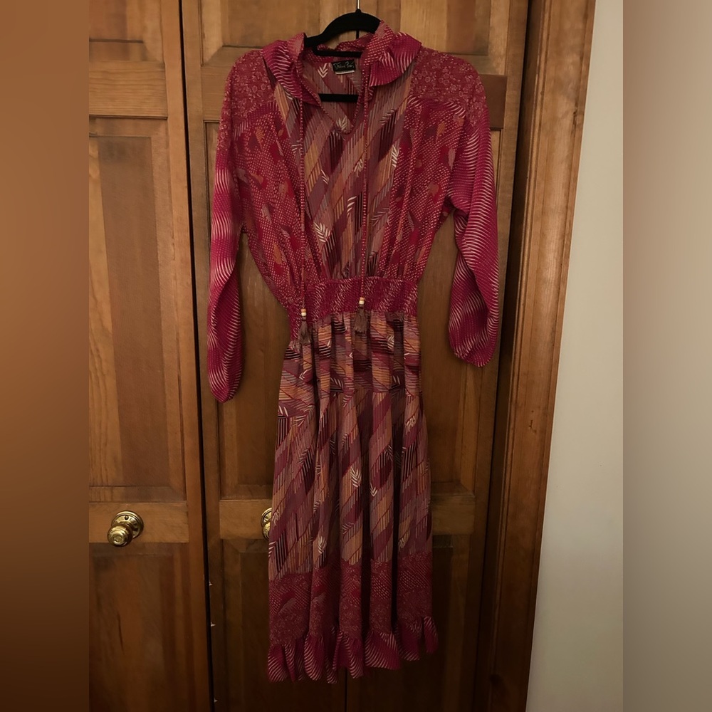 Diane Freis Appox Sz M Women’s Vintage Retro Inspired Red Orange Patterned Dress